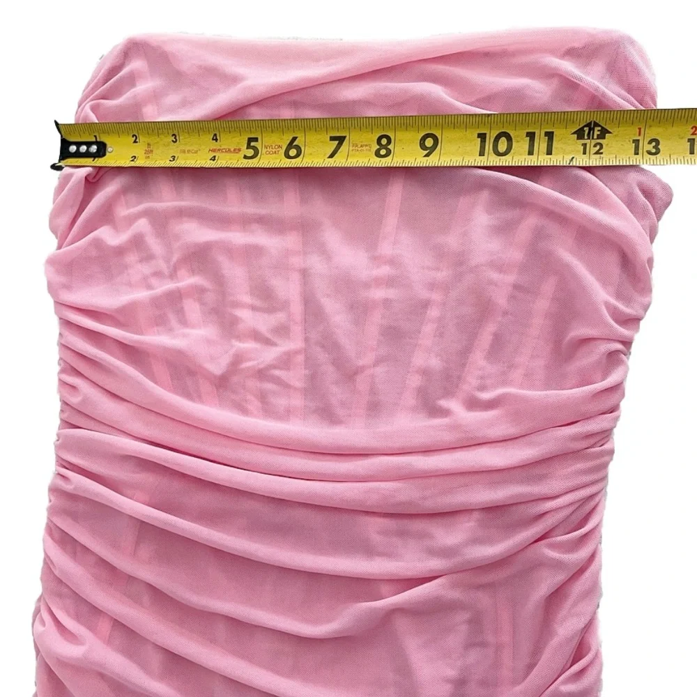 Tic Toc Pink Strapless Ruched Bodycon Dress Size Large - Picture 5 of 9